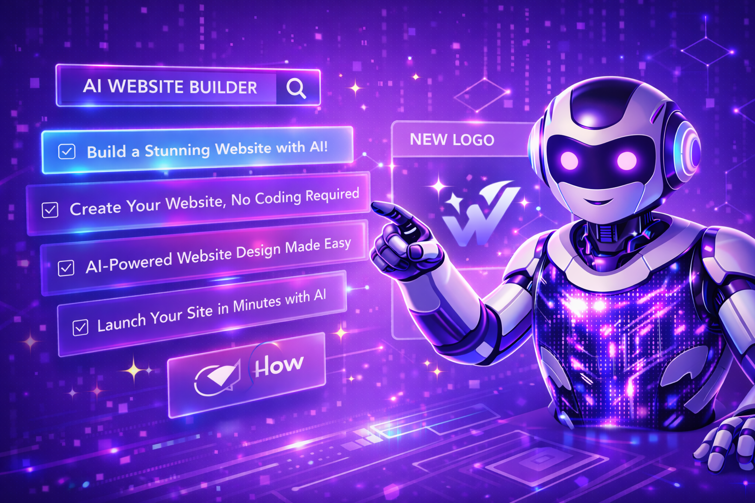 AI generating website headlines and a modern logo in real time