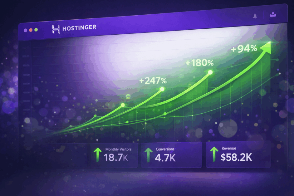Upward-trending analytics dashboard-Hostinger transformed my business